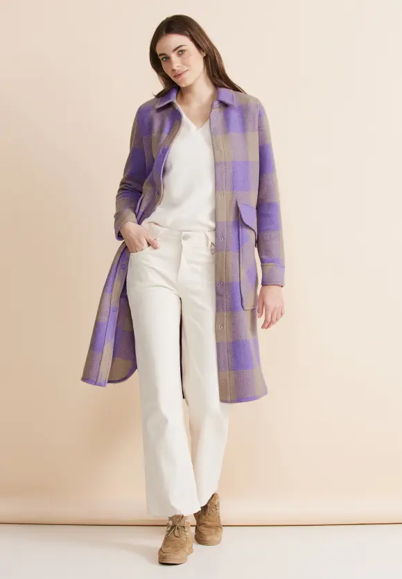 Printmantel mit Wolle - shiny lilac