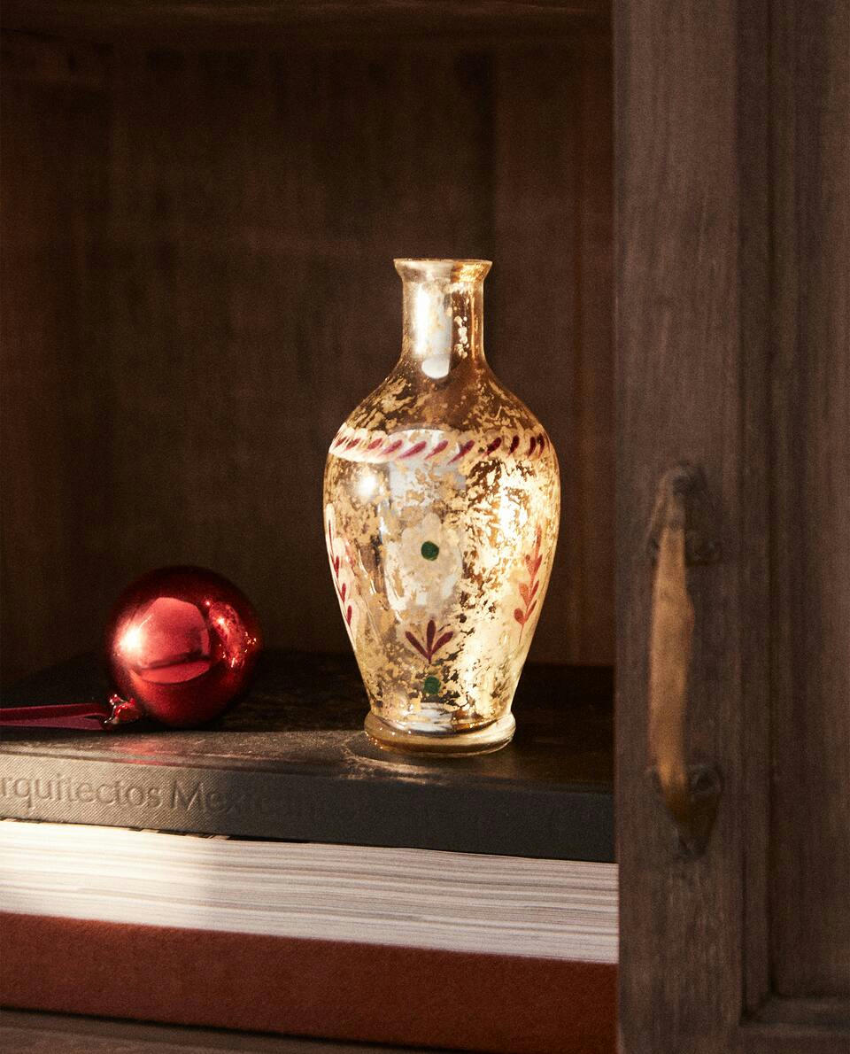 VASO DE VIDRO COM FLORES DE NATAL