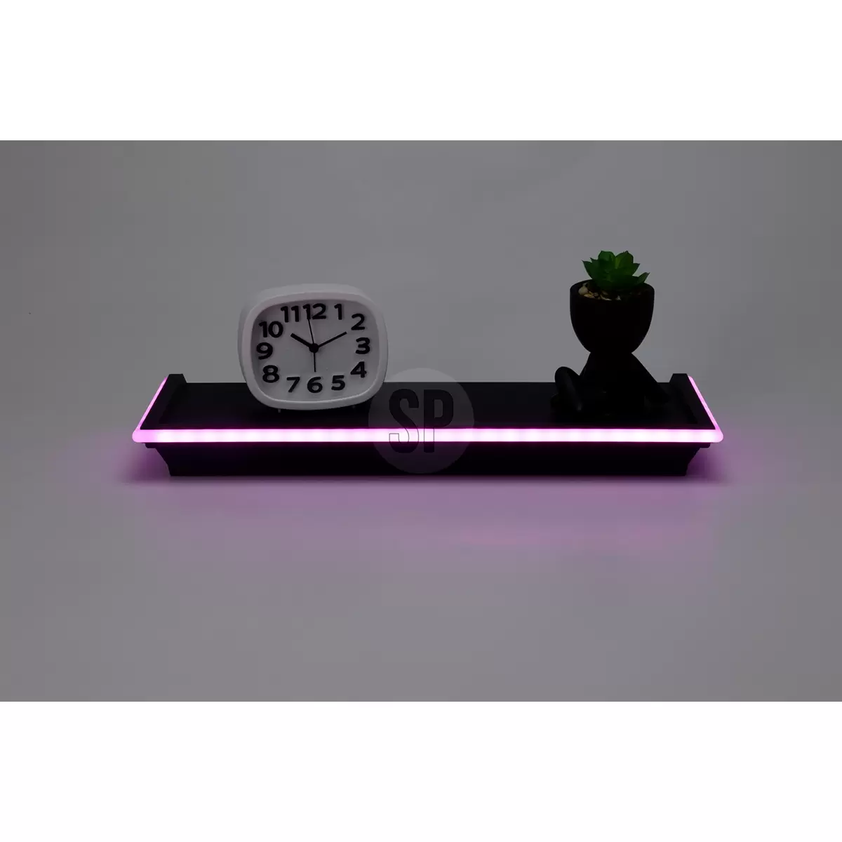 Wandbrett mit LED Neon beige,schwarz