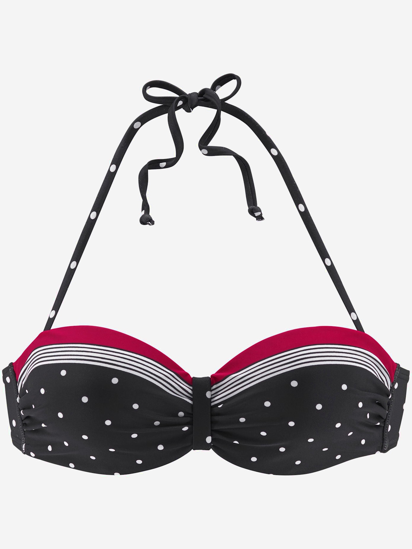 Haut de maillot de bain bandeau mélange élégant de rayures et de pois