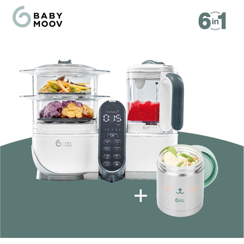 Robot préparation bébé Babymoov Bundle Nutribaby Plus White + 1 inox container ISY
