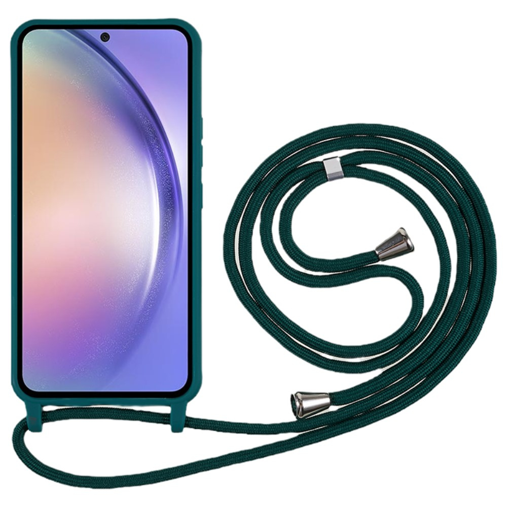 Samsung Galaxy A55 Necklace Gummi Case Hülle   Handykette (150cm) - Dunkelgrün