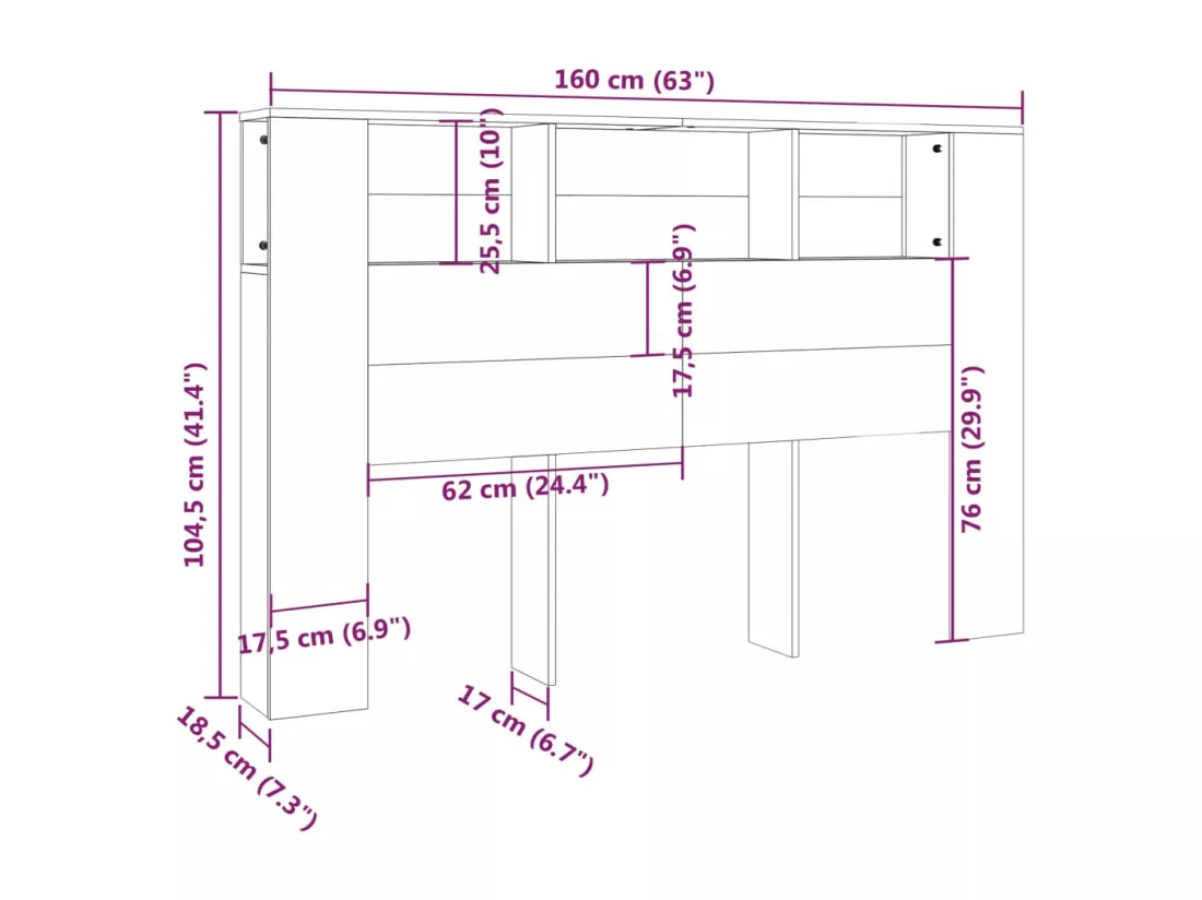 Armoire de tête de lit Blanc 160x18,5x104,5 cm
