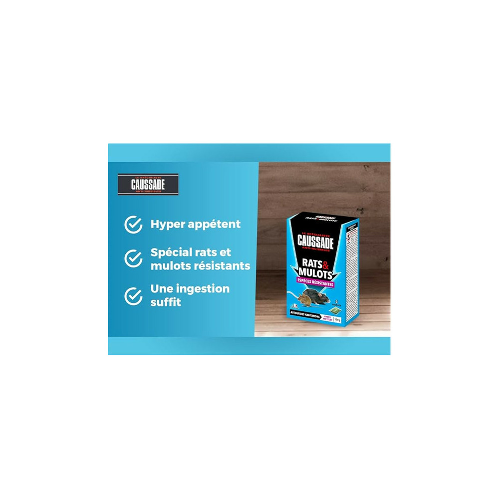 Caussade anti rats & mulots 150 g ( 6 x 25 grs ) - la solution radicale pour pro