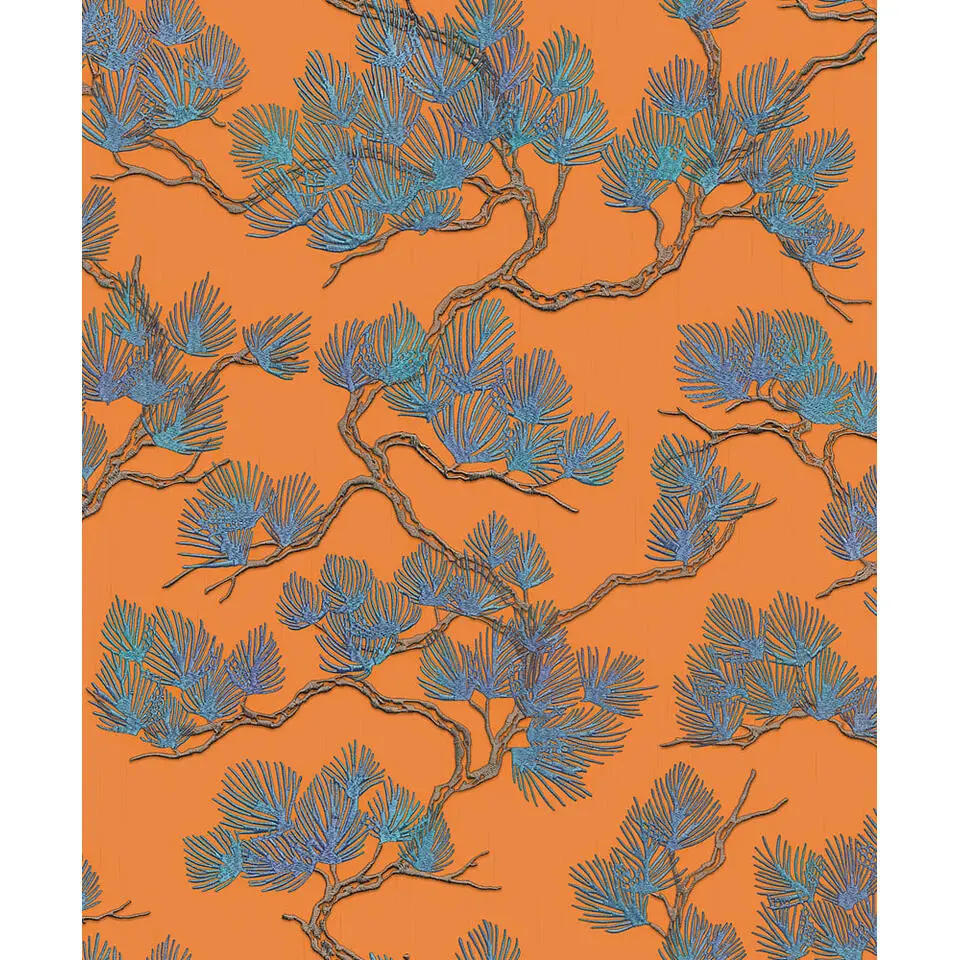 Dutch Wallcoverings Vliesbehang Wall Fabric pine tree - oranje - 10,05m x 53cm