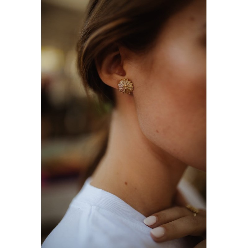 boucles d'oreilles puces fleurs plaqué argent - MAÏA
