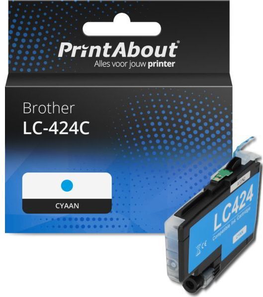 PrintAbout huismerk Inktcartridge LC-424C Cyaan Geschikt voor Brother