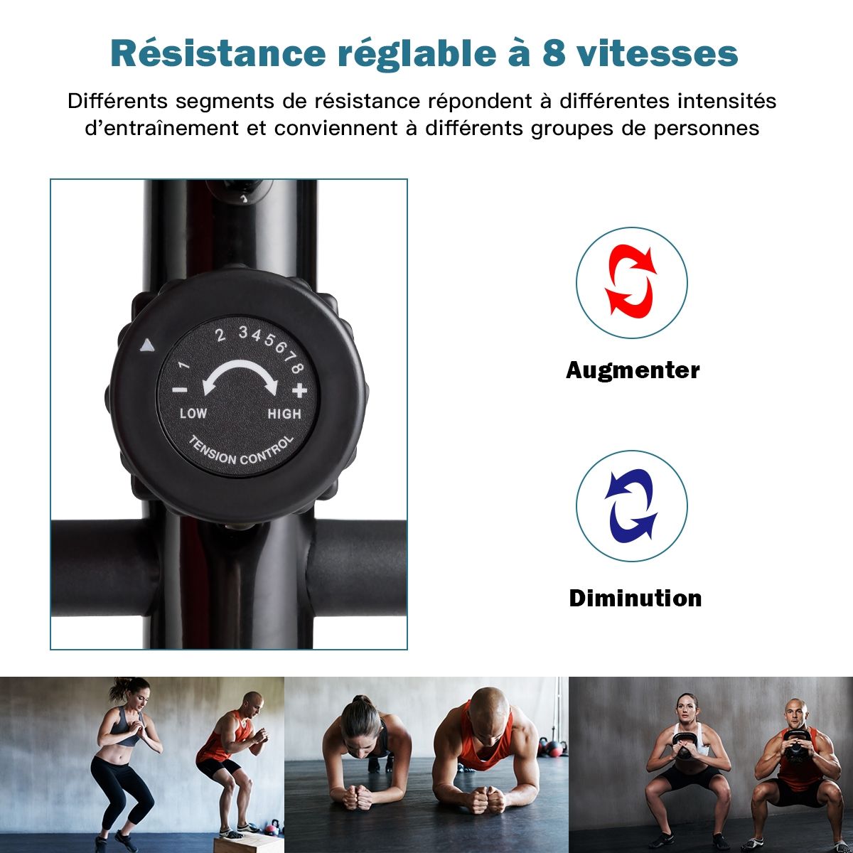 Vélo Elliptique avec 8 Niveaux de Résistance-Masse d'Inertie 2 kg Pouls à la Main Affichage LCD - Lidl-Manfred