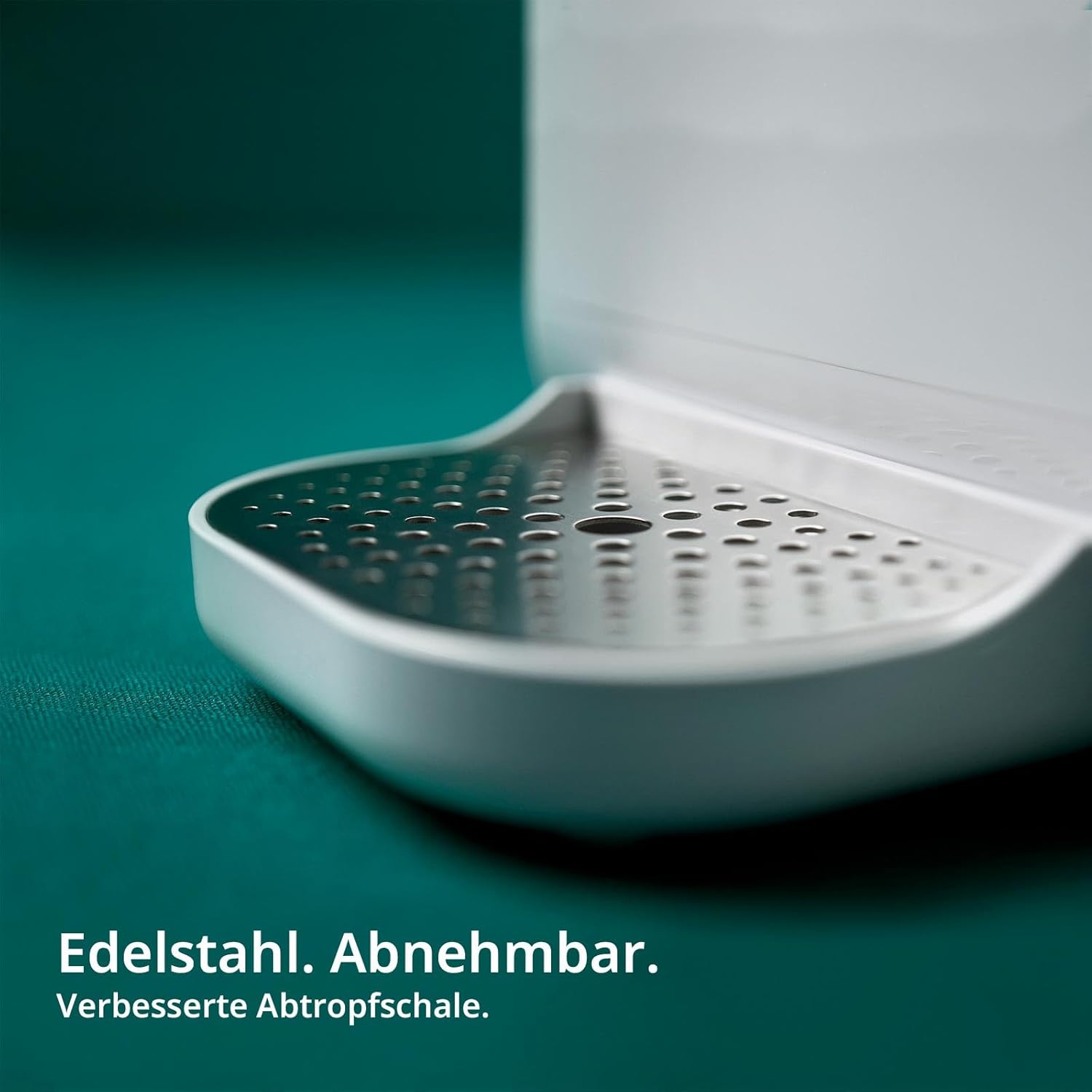 OsmoFresh Auftisch Osmoseanlage Quella Pro White | mit Heißwasserspender | 6 Temperaturstufen | 7-Fach Umkehrosmose Filterung | Wasserfilter für Küche Büro Wohnmobil | kalkfreies Trinkwasser | UV
