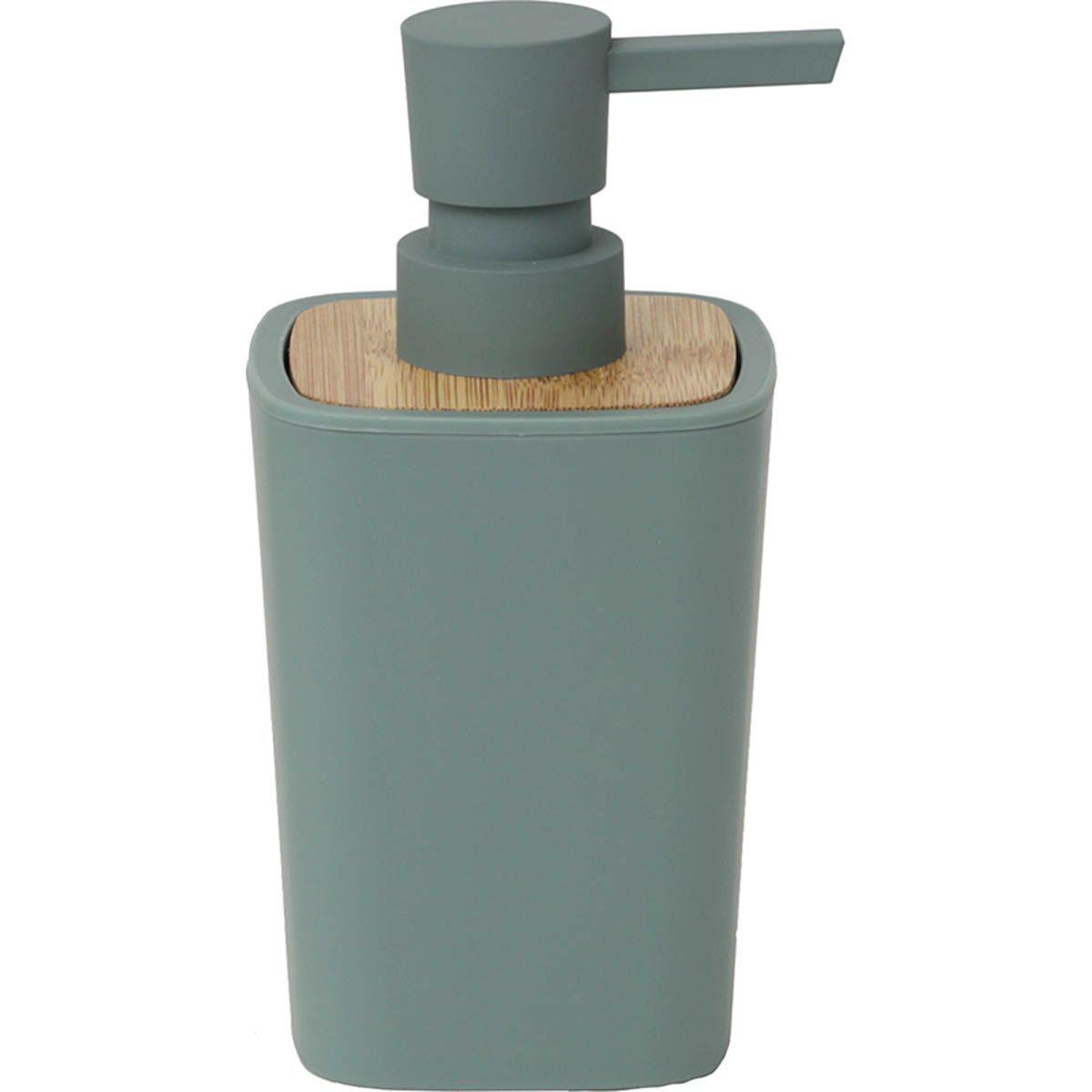 DISTRIBUTEUR A SAVON RUBBER ET ABS BAMBOU VERT SAUGE