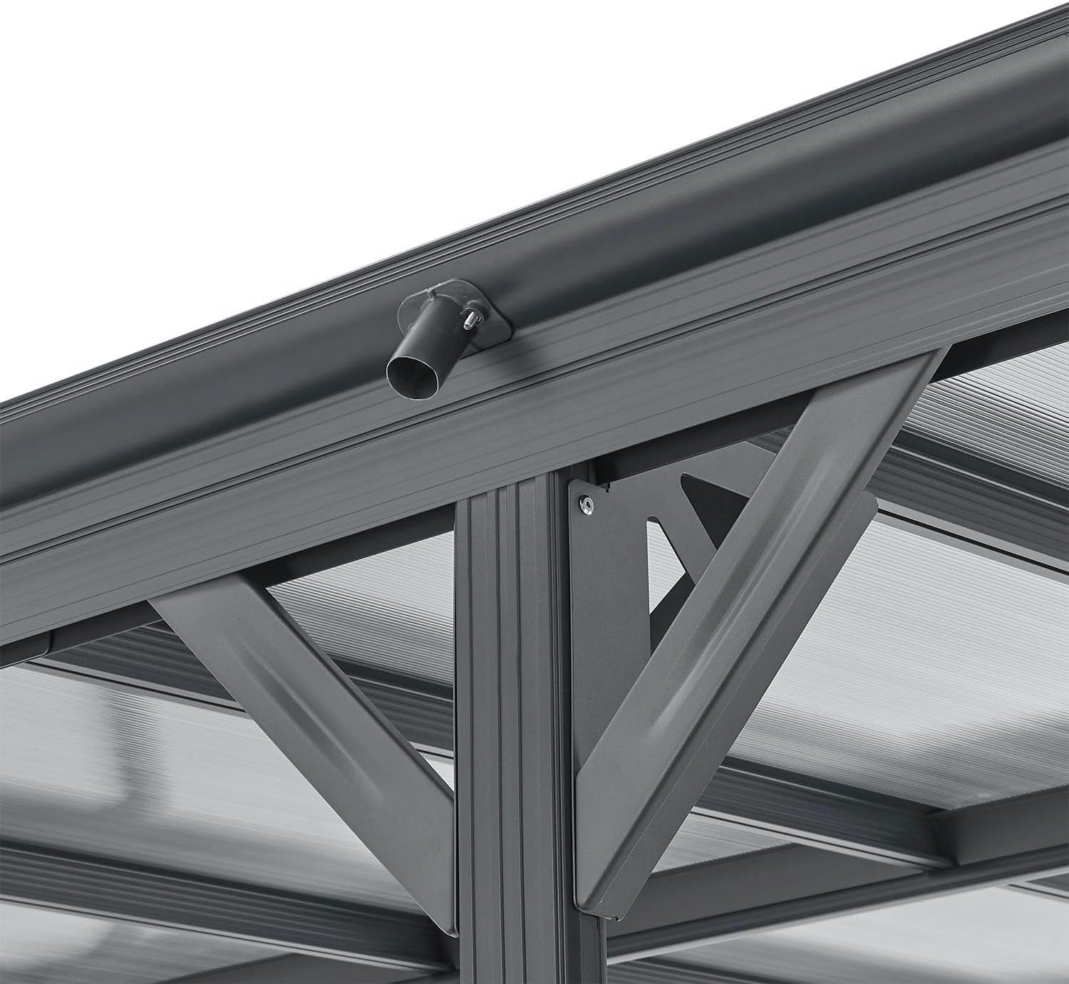 Juskys Carport mit Flachdach 5x3 m - Überdachung aus Aluminium mit Doppelstegplatten - Unterstand für Autos - freistehende Montage - Dunkelgrau