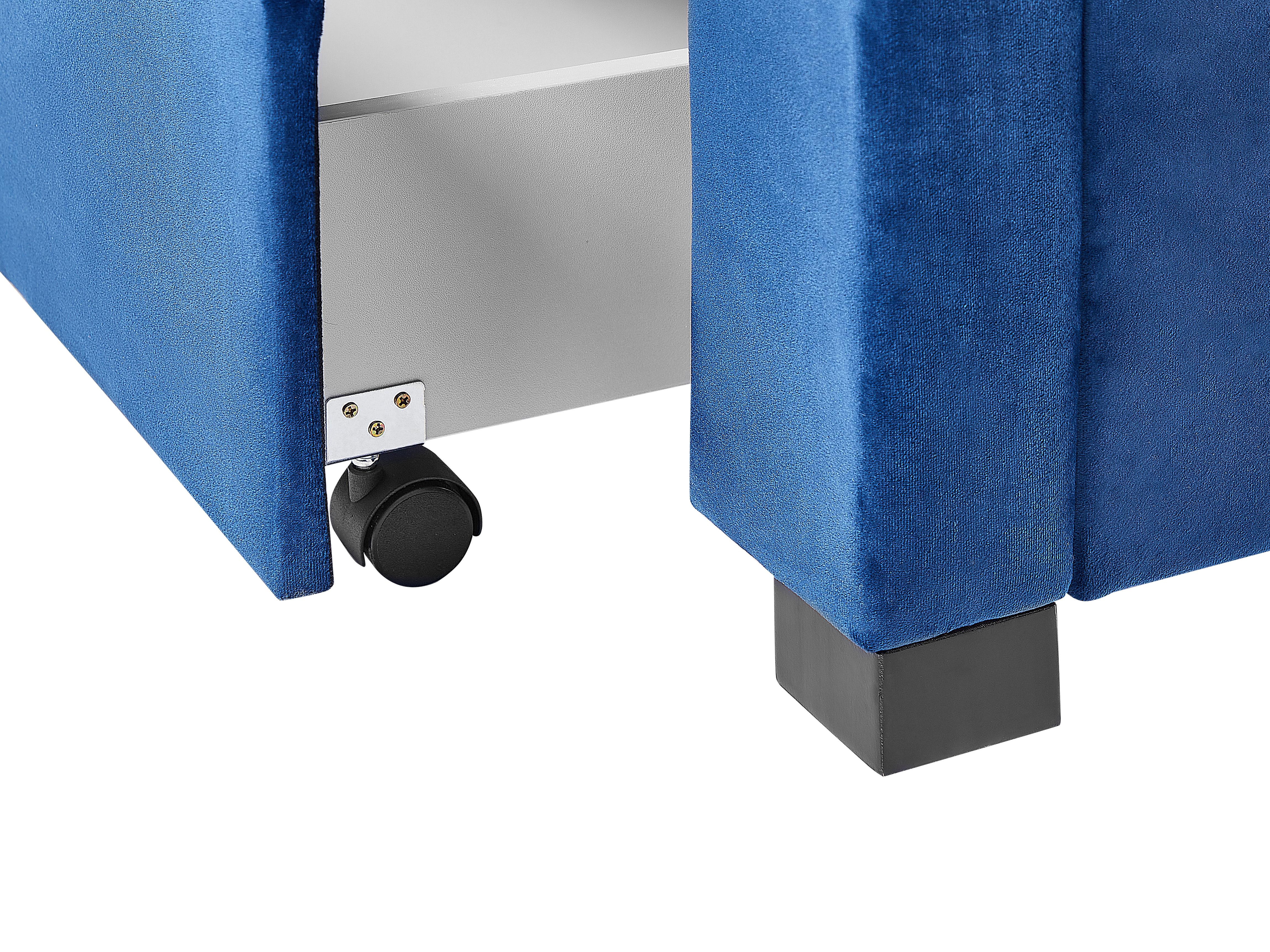 Bed met opbergladen Fluweel LIEVIN 180 x 200 cm Marineblauw