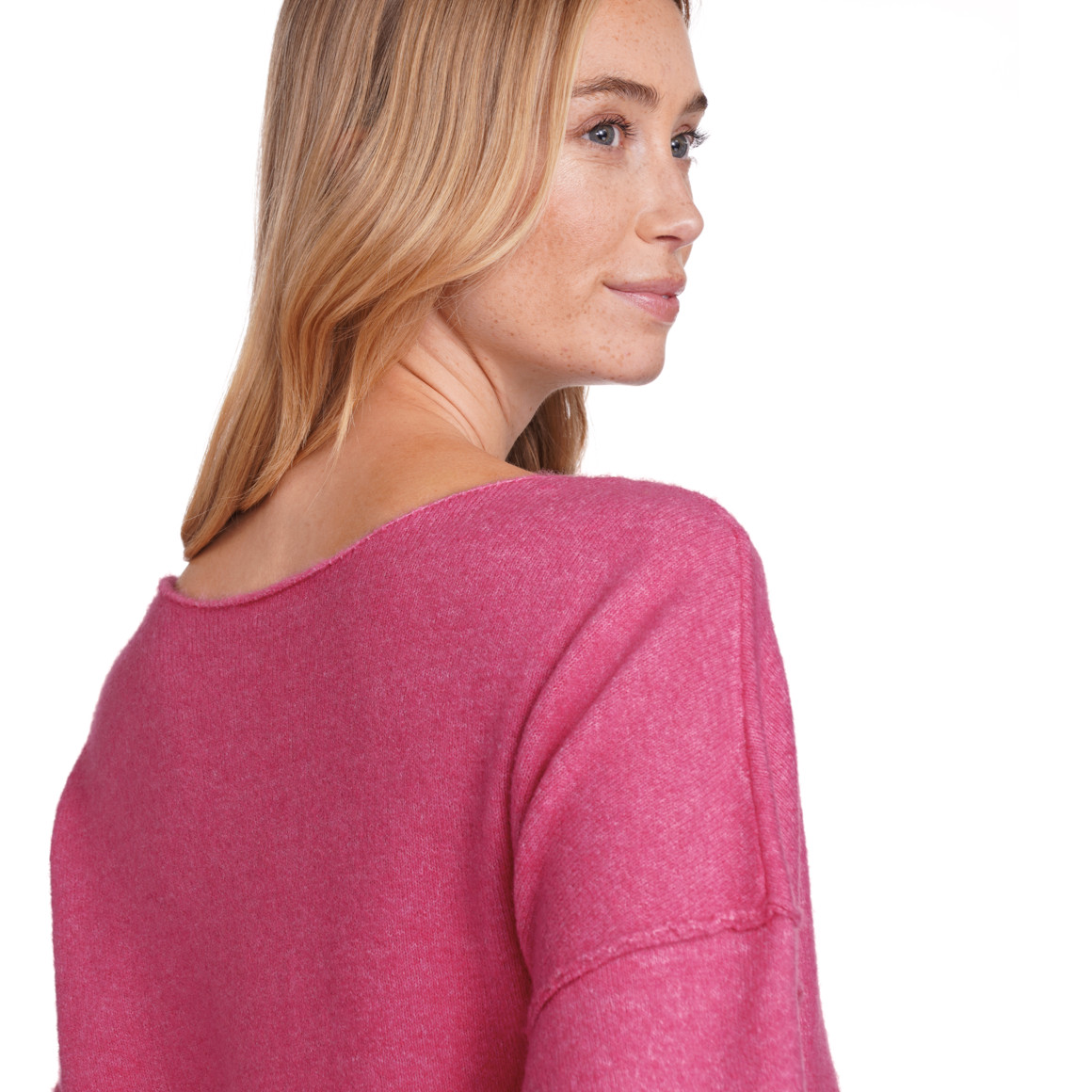 Jonas Nielsen Damen Strickpullover mit U-Boot-Ausschnitt pink