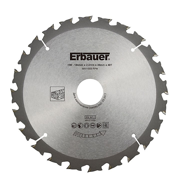 Lame scie circulaire TCT Ø184 x30/20/16 Moyenne 40 dents
