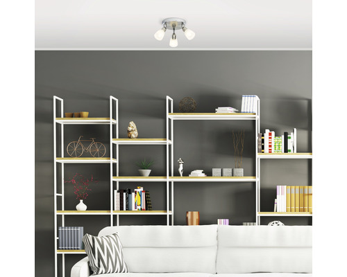 LED plafondspot 3x3W 3x250 lm 3000K Ø 19 cm nikkel/chroom