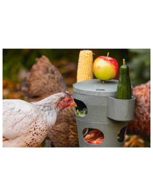 Beeztees Snacktoren - Kippenspeeltje - 30x30x32.5 cm Grijs Groen