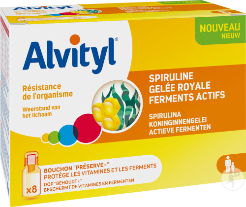 Alvityl Résistance De L'Organisme Spiruline/Gelée Royale/Ferments Actifs Flacons 8x10ml