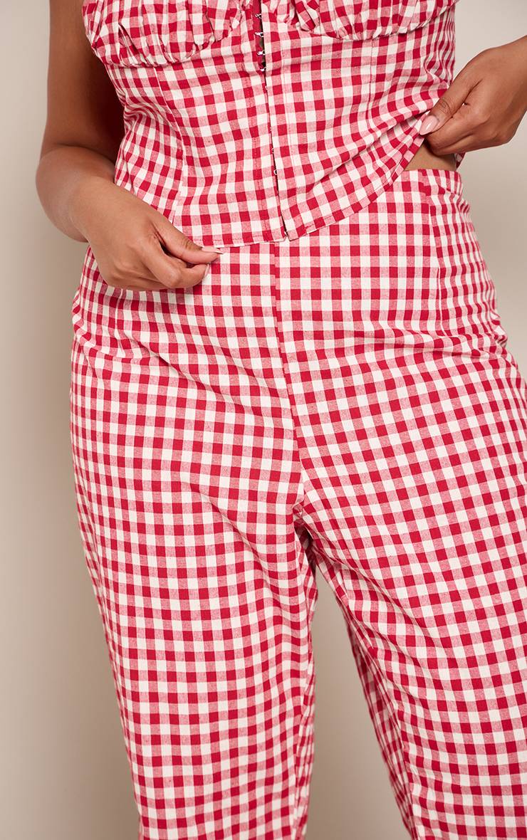Rouge Ensemble Coordonné Corsaire Tissé Vichy Rose Grande Taille