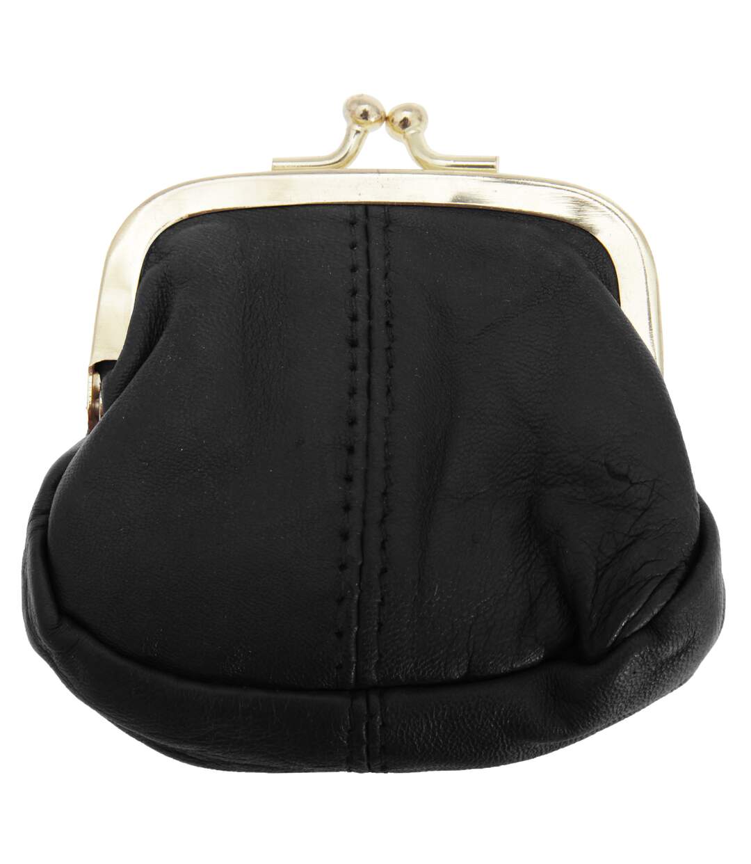Porte-monnaie en cuir souple à fermeture clic-clac (Noir) (Taille unique) - UTPU103
