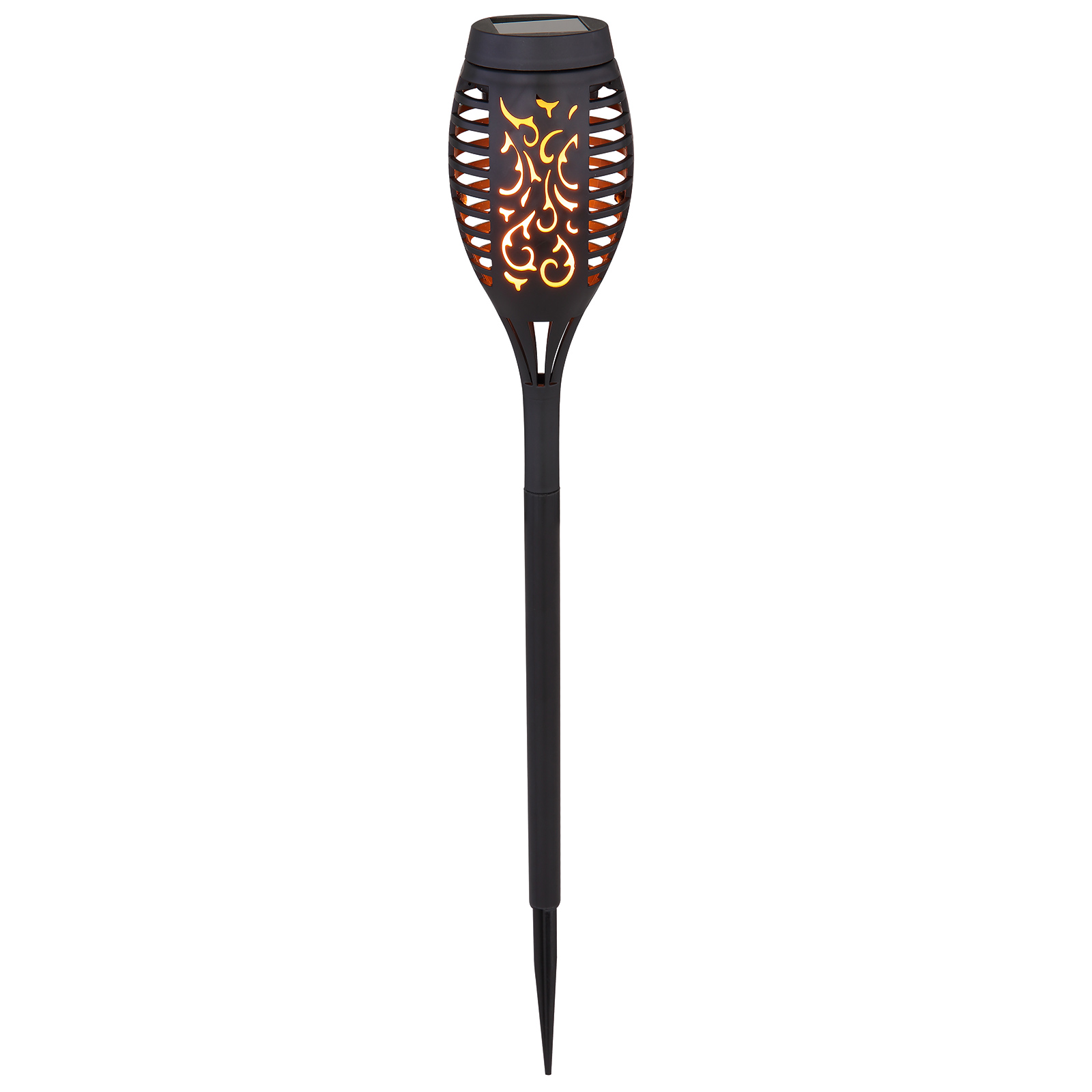 LED-Solar-Erdspieß - schwarz - Flammeneffekt - 97,5 cm