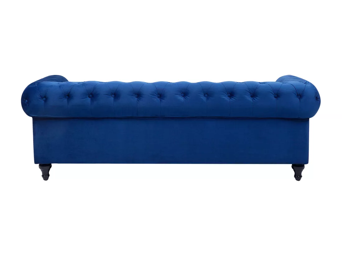 Ensemble canapé et fauteuil en velours bleu cobalt 4 places CHESTERFIELD