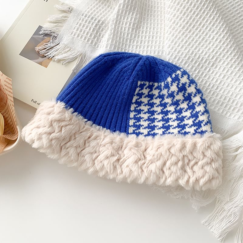 Amandier - Pied-de-poule chenille gebreide muts