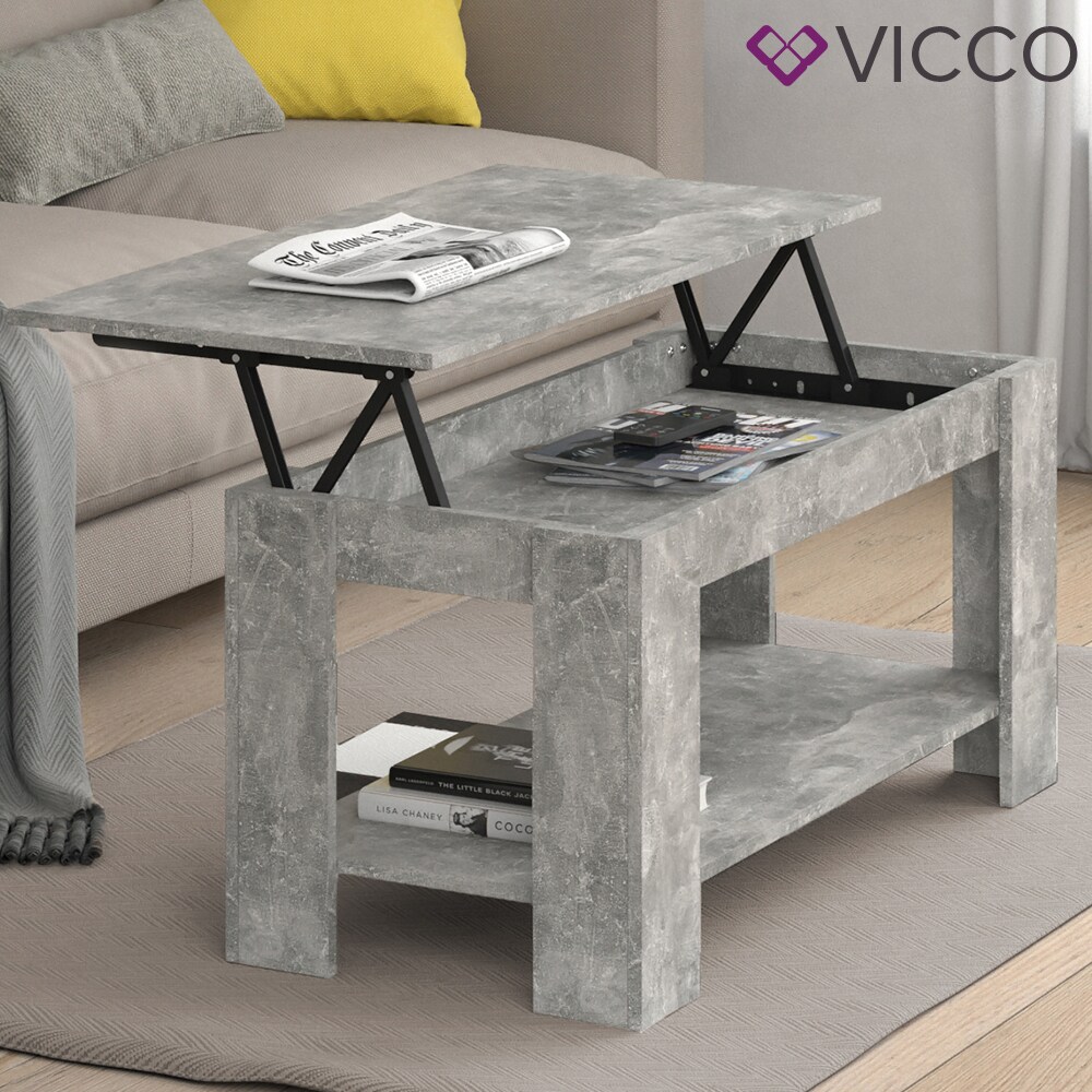 VICCO Couchtisch LORENZ beton höhenverstellbar Sofatisch Kaffetisch Wohnzimmer Tisch