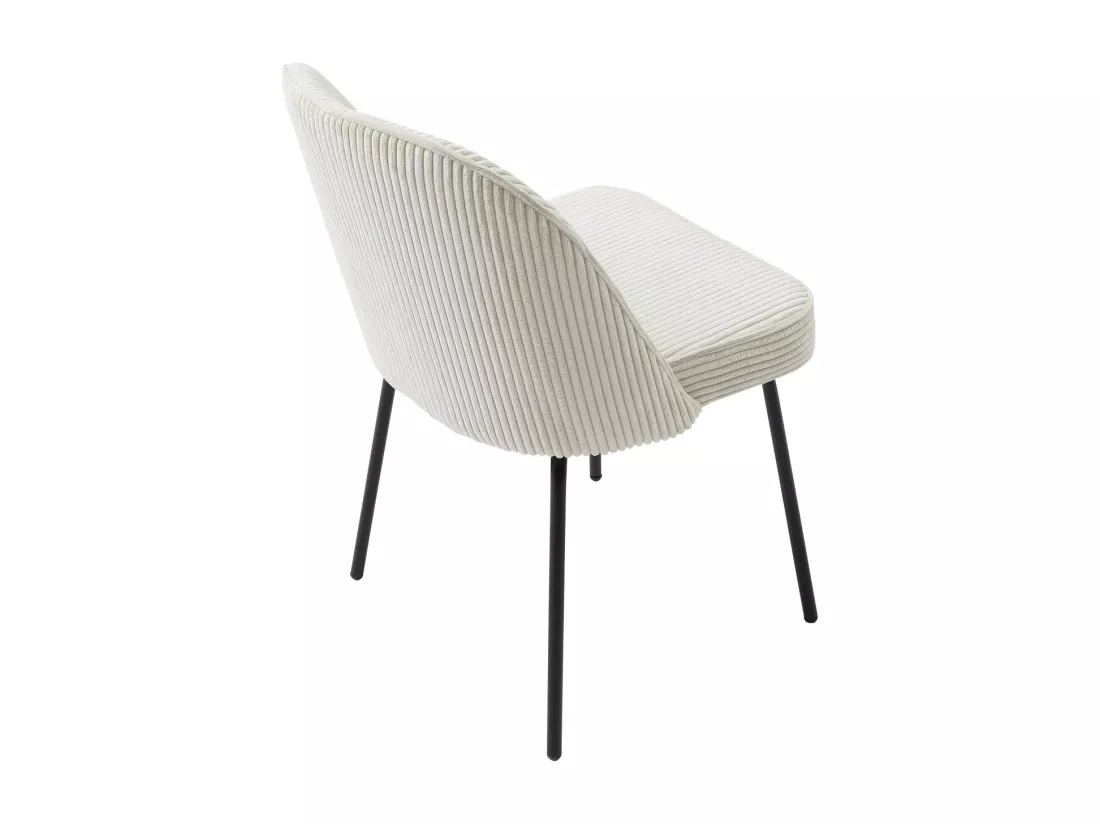 Lot de 2 chaises en velours côtelé et métal noir - Crème - ALPALI