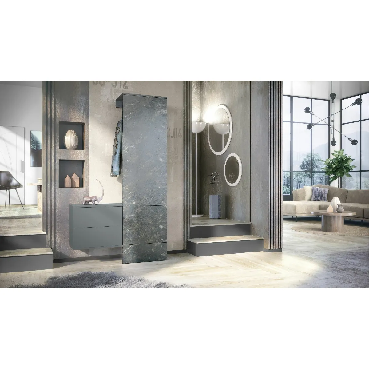 MPC Vestiaire Marbre Graphite 105x193x35