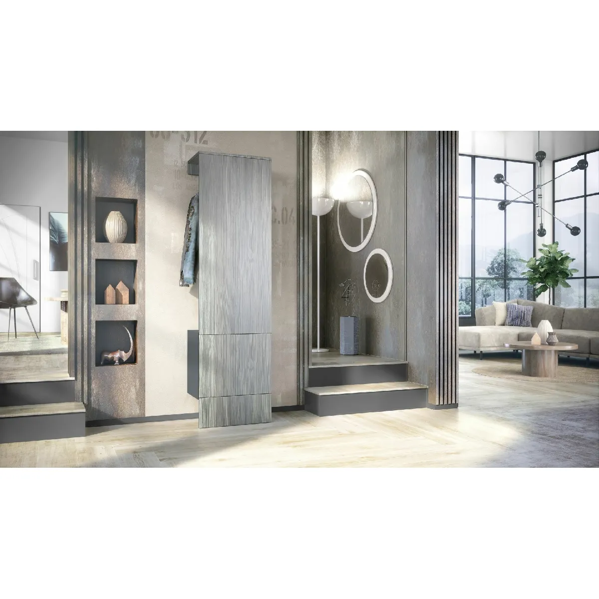 MPC Vestiaire - Gris et anthracite - 52 x 193 x 35 cm
