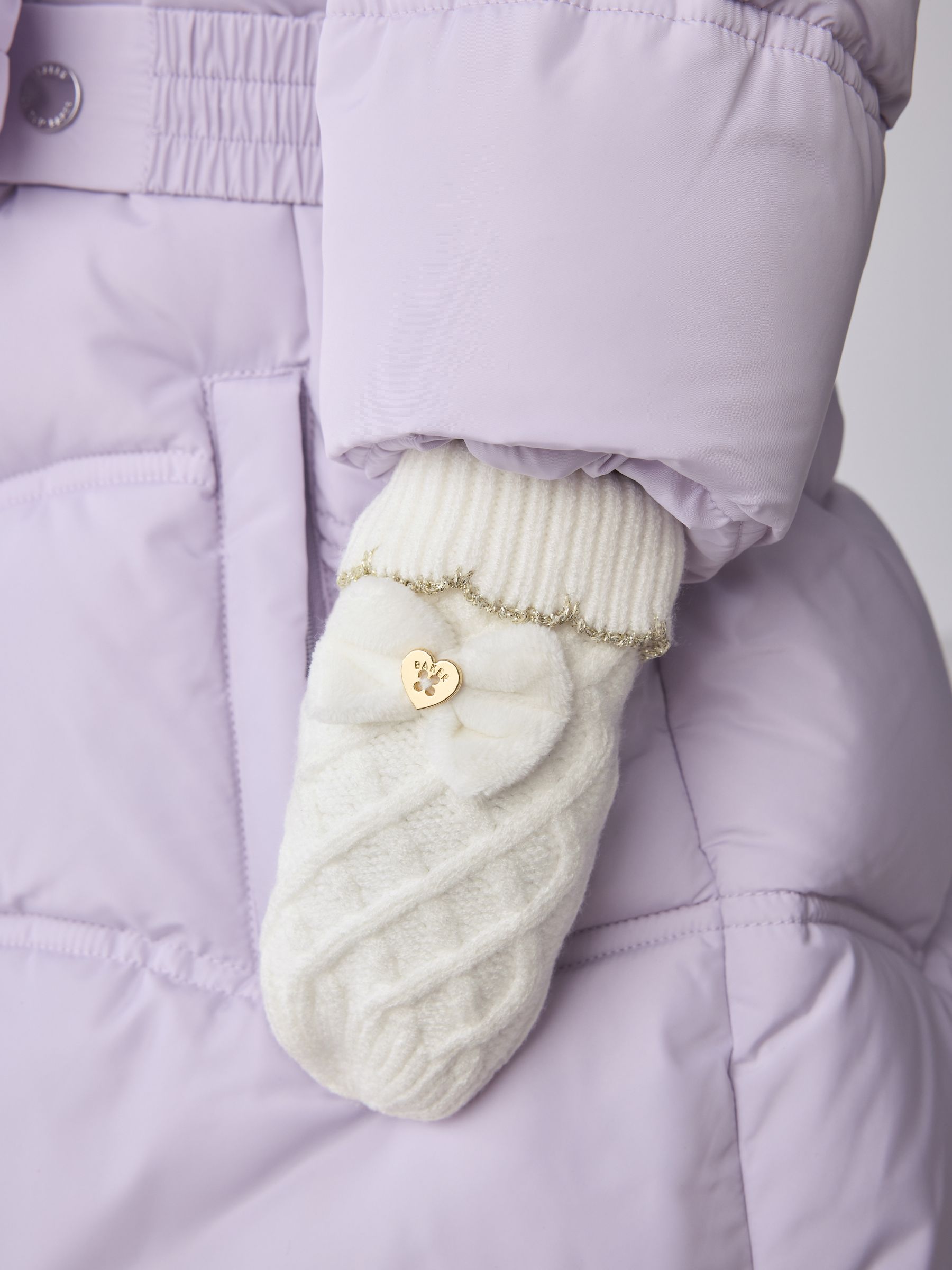 Crème - Baker By Ted Baker - Set van muts met dubbele pompon en oren en wanten voor meisjes