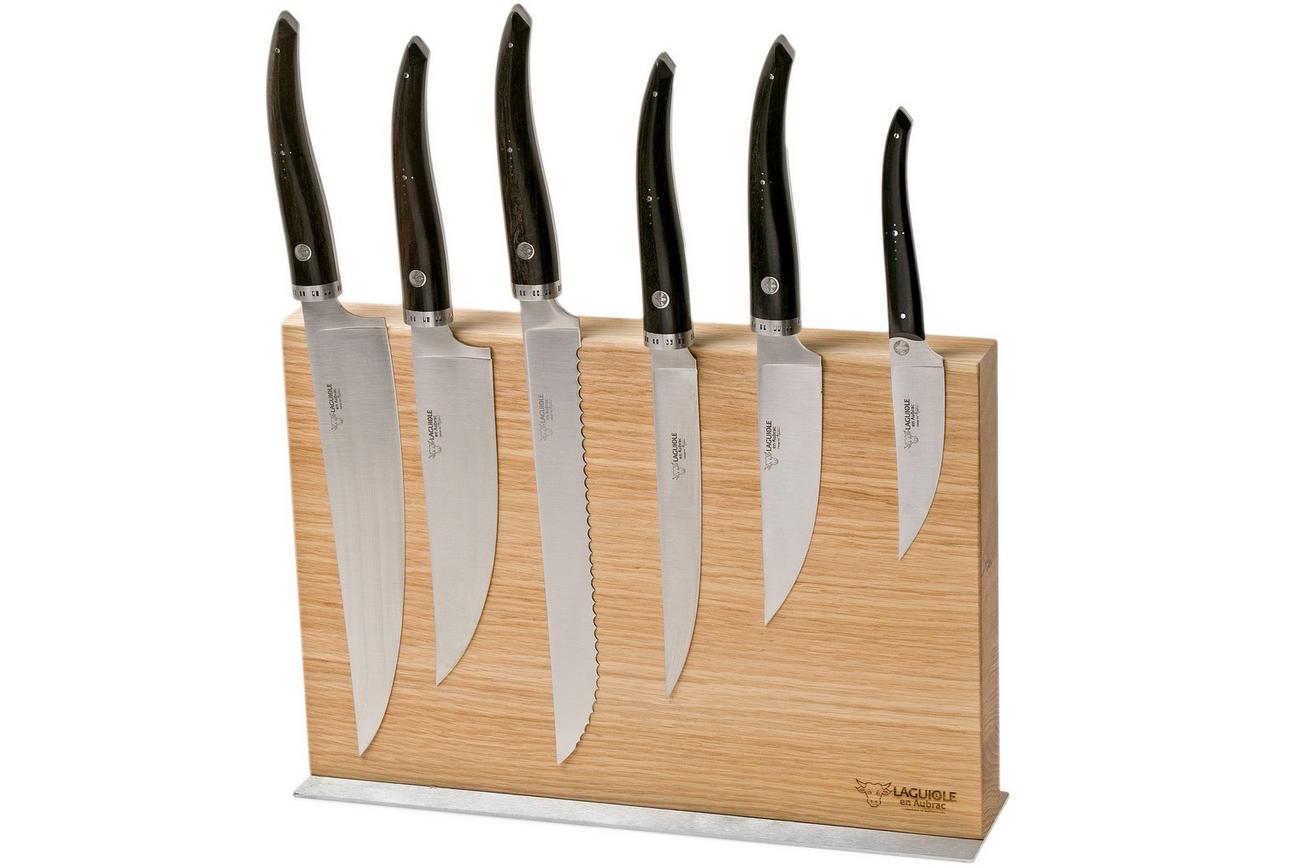 Laguiole en Aubrac Gourmet COL99CUIGOEBIB 6-delige messenset ebbenhout met messenblok
