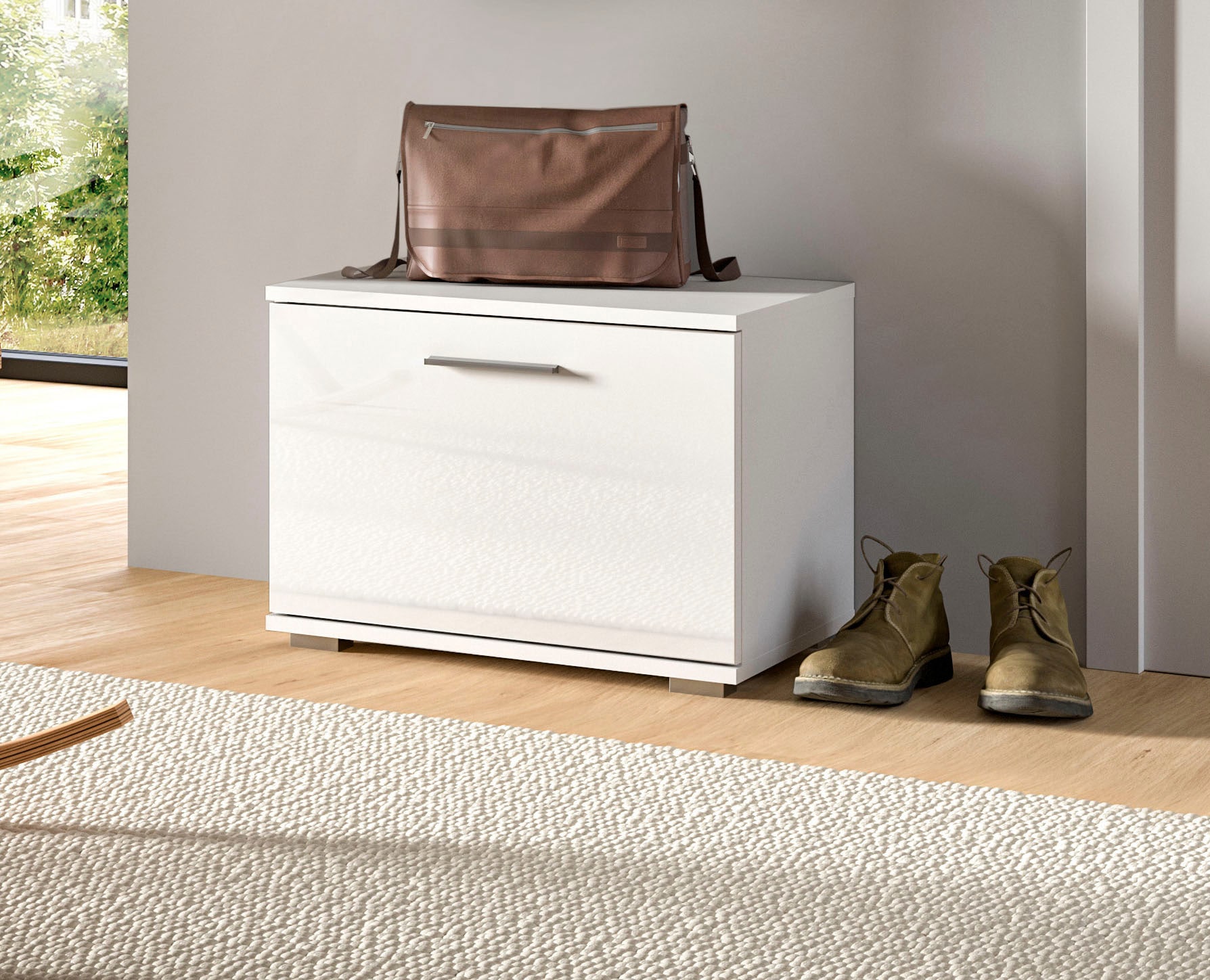 INOSIGN Sitzbank »Valge, Breite 55cm, 1 Klappe, 1 Einlegeboden, 2 Fächer« Bank, Schuhbank, Garderobenbank, Dielenbank, Flurbank, Ablagebank