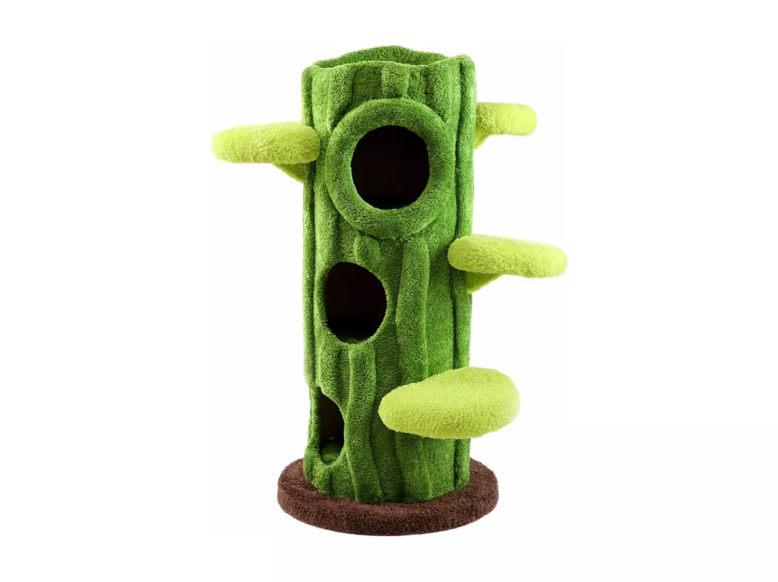 Arbre à chat en bois massif, d60cm×h120cm, vert