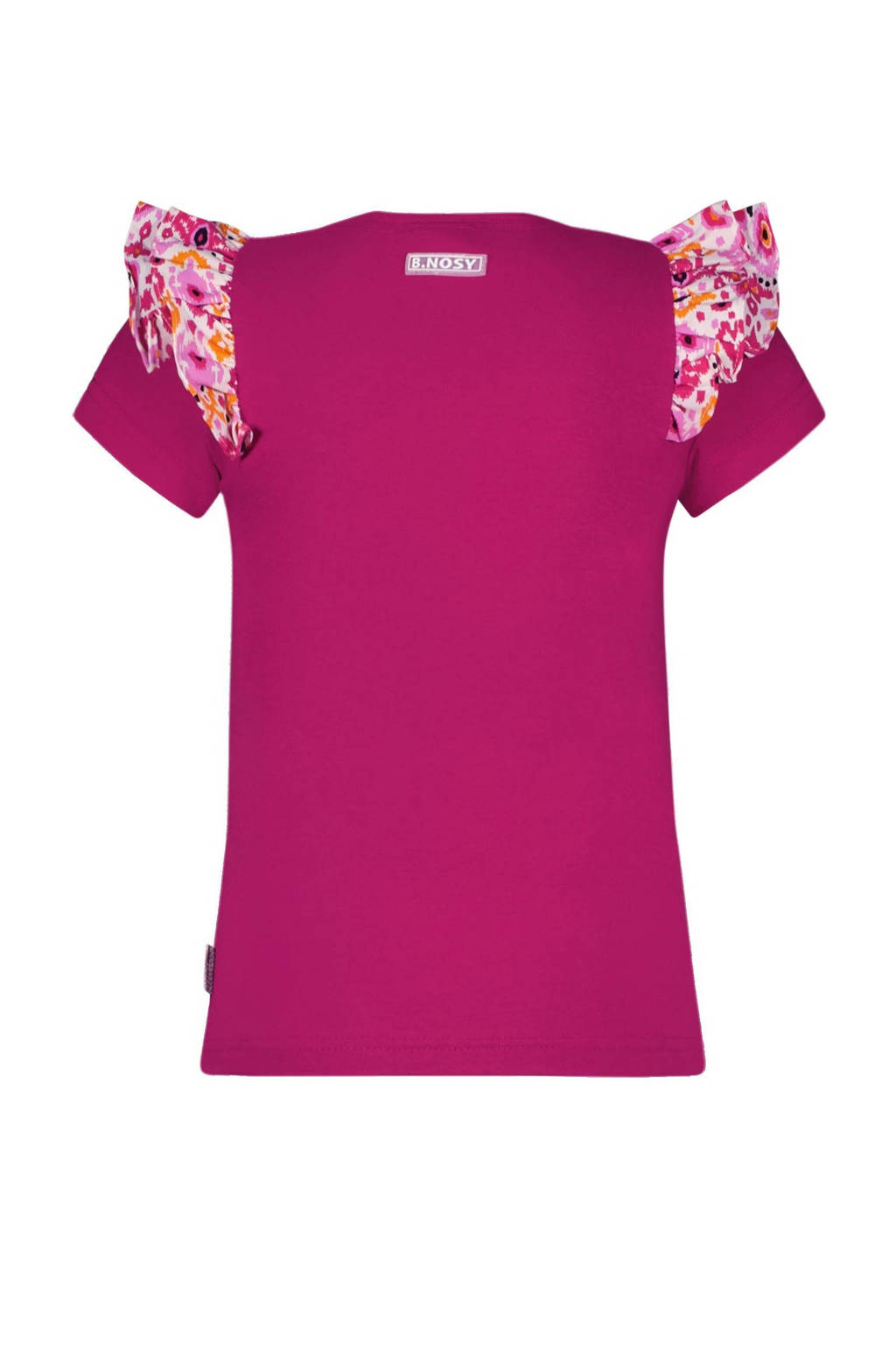B.Nosy T-shirt B.Adorable met tekst en ruches fuchsia/wit