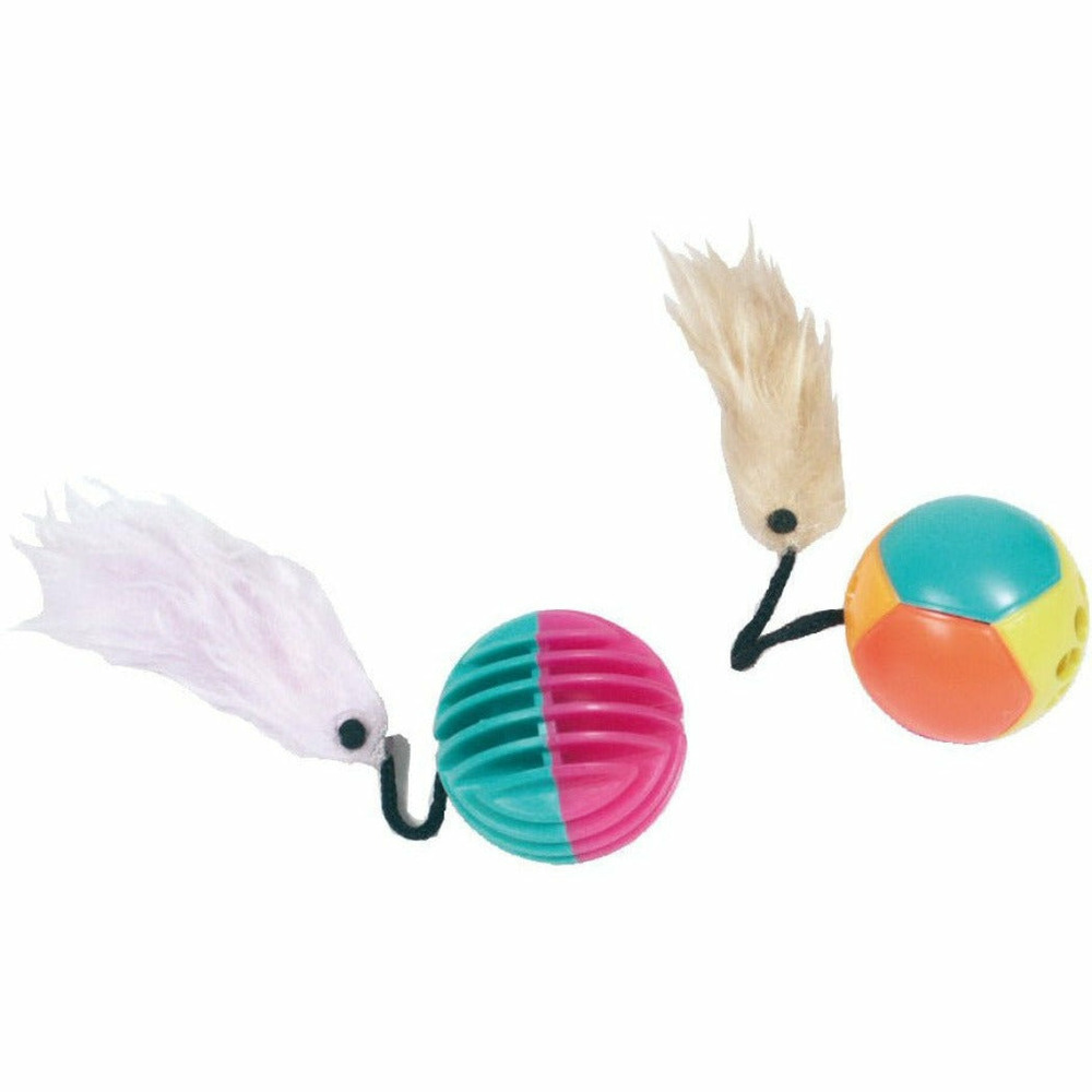 Lot de 2 balles nuits pour chat avec grelot - coloris suivant disponibilité