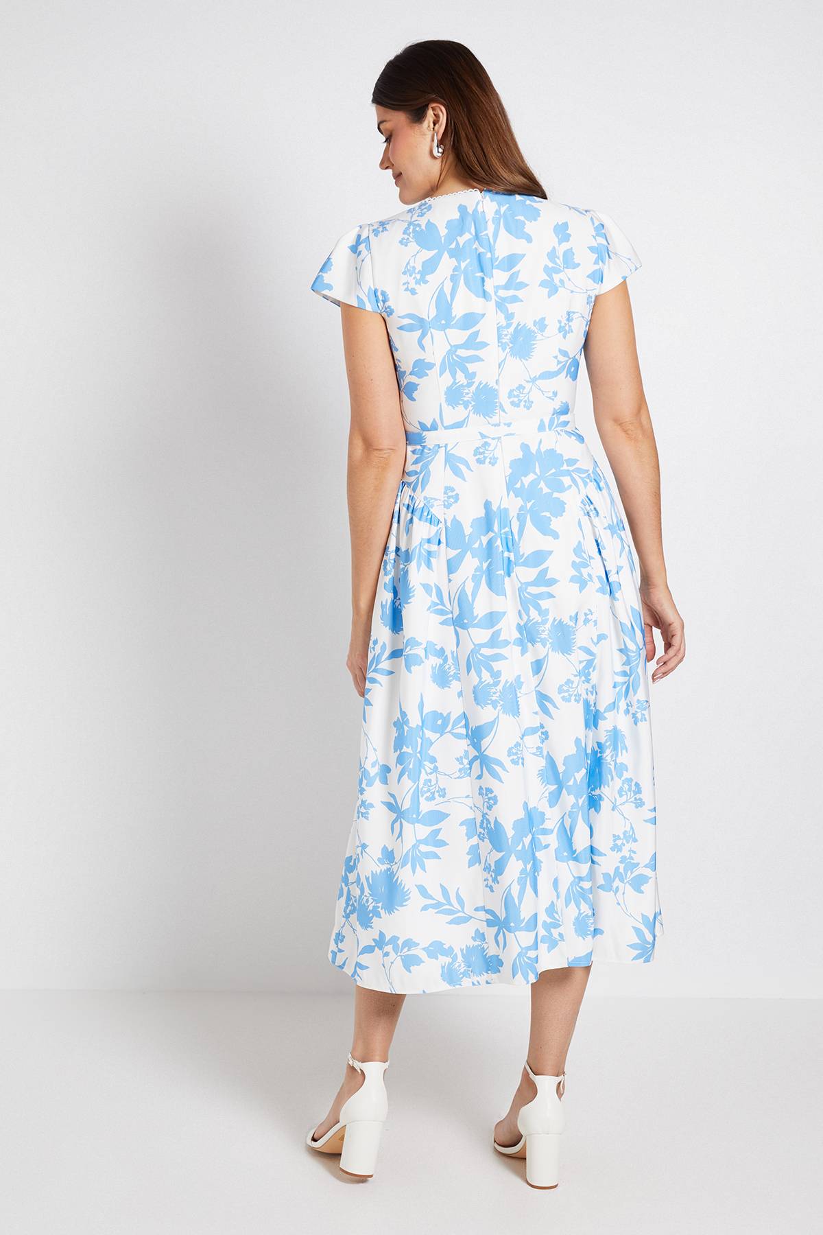 Wallis Robe Midi Ceinturée En Twill Ottoman À Motif Floral