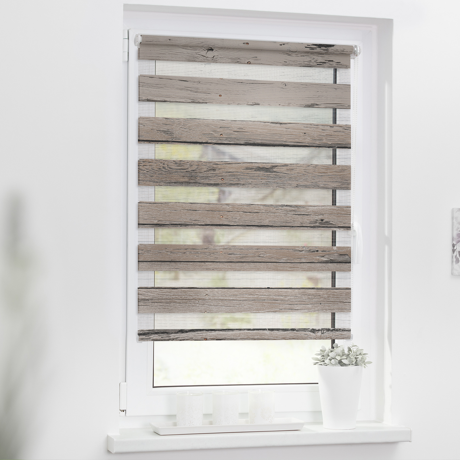 LICHTBLICK Duo Rollo Klemmfix - Bretter - braun - 45x150 cm