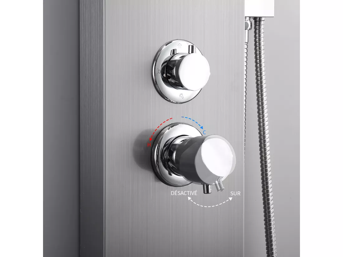 Homelody Colonne de Douche Hydromassante, Panneau de Douche Multifonction en Acier Inox a Montage Mural , chromé