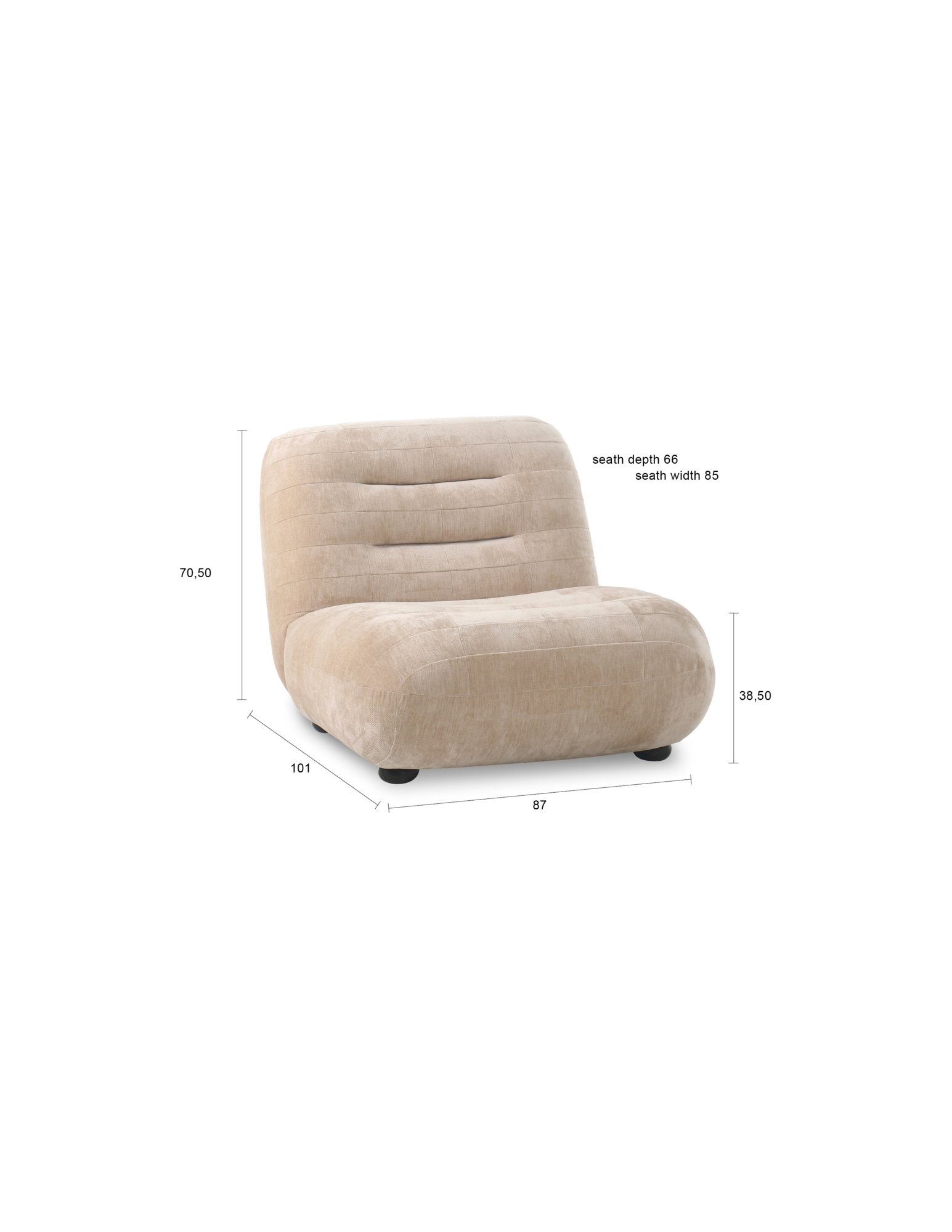Lounge Chair Wyatt Velours Beige