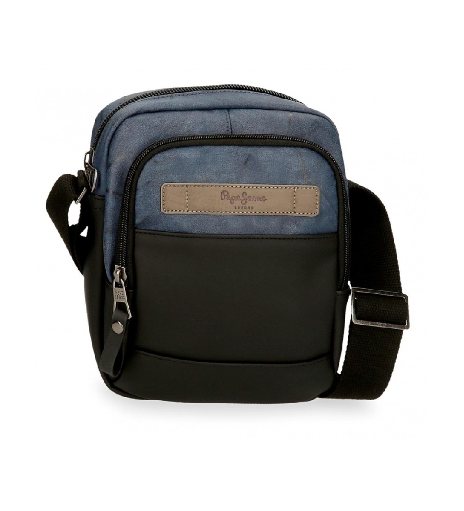 Bolsa transversal Pepe Jeans Ocean, dois compartimentos, preta