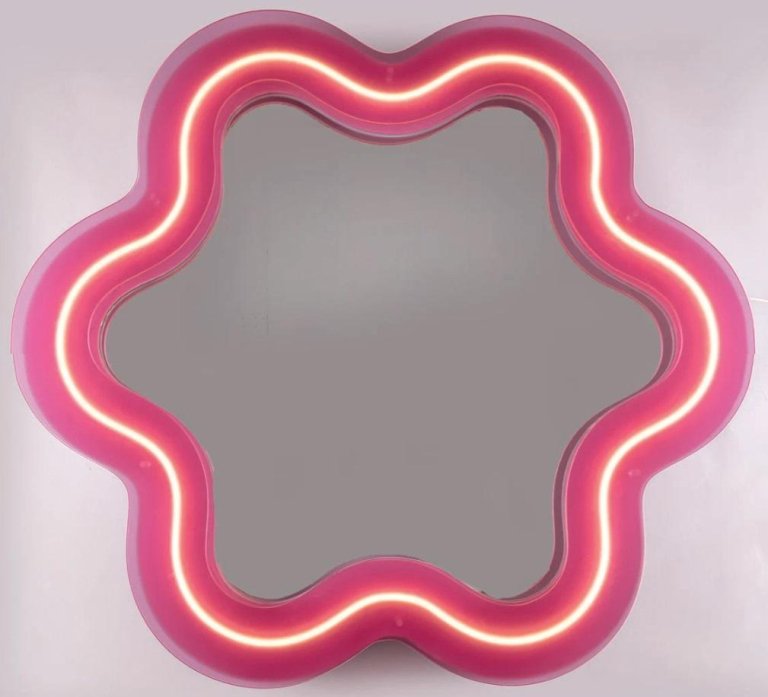 Seletti Supercurve Flower spiegel met verlichting 119x108 roze