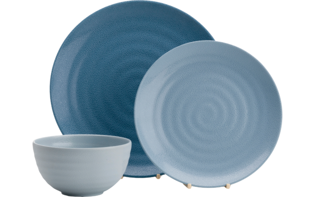 Flamefield Geschirrset Shades of Blue Melamin 12-teilig