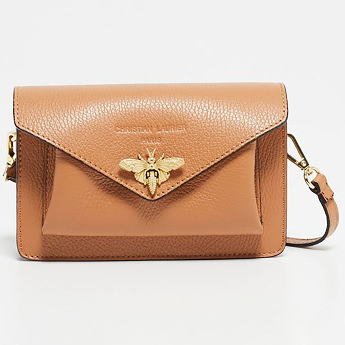 Christian Laurier Sac bandoulière en Cuir Roxane camel - 20x12x5.5 cm