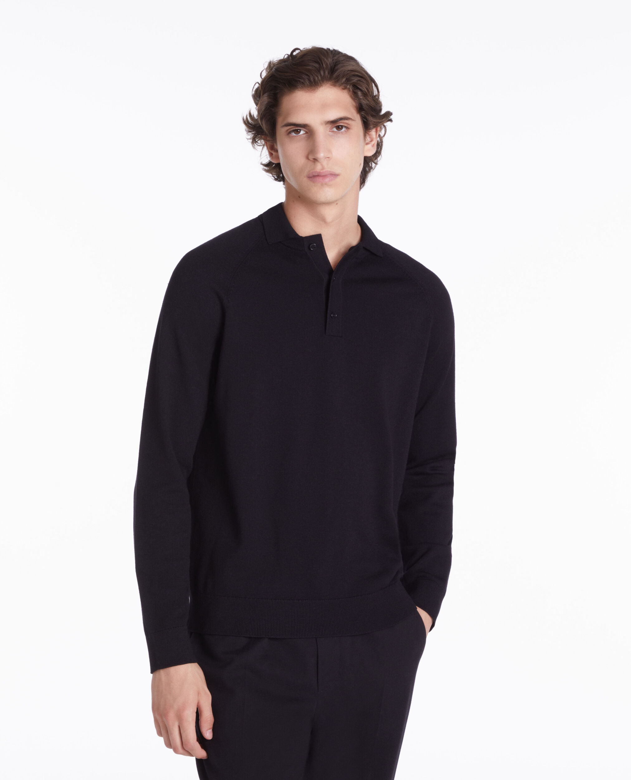 Polo noir en maille