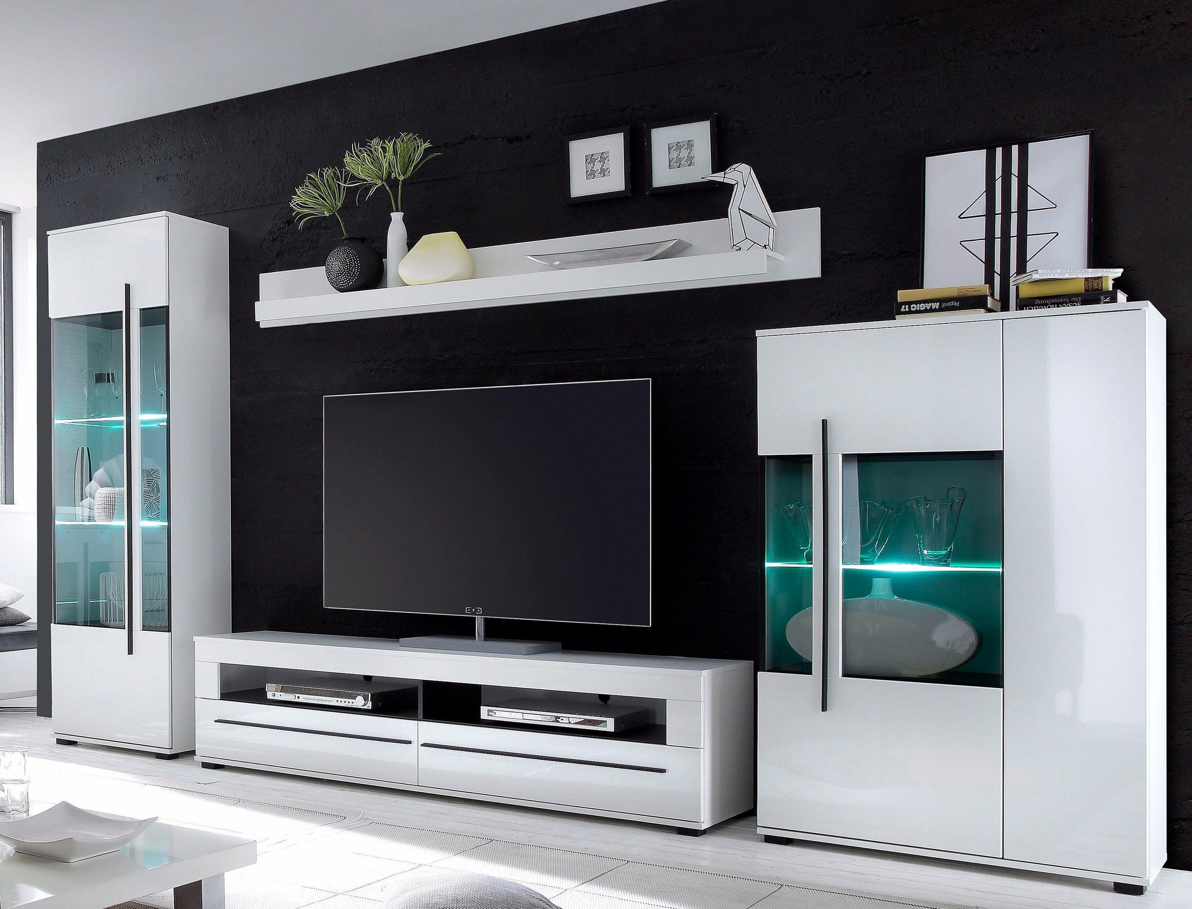 INOSIGN Wohnwand »Cantara, moderne Anbauwand, Wohnzimmer-Set, in Eiche Evoke oder Weiss« Set, 4 Stk. tlg.