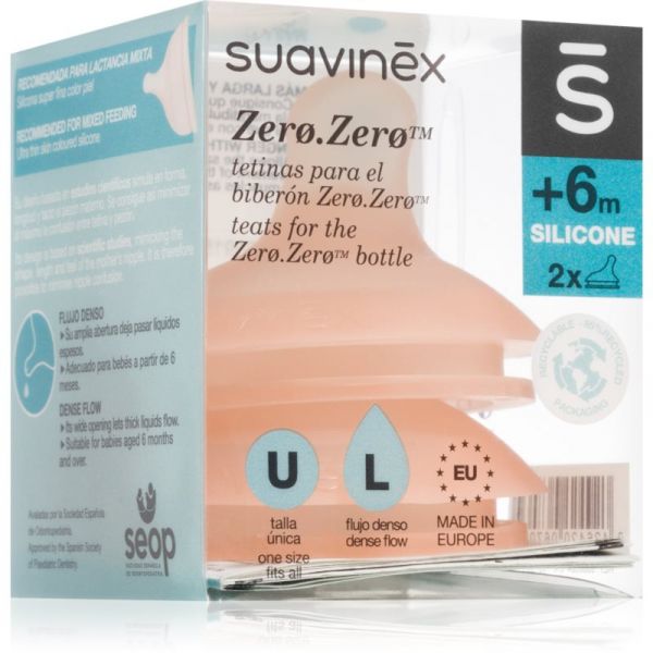 Suavinex Tetina Silicone Anticólica Flow L Denso Zero  6m 2 Unidades