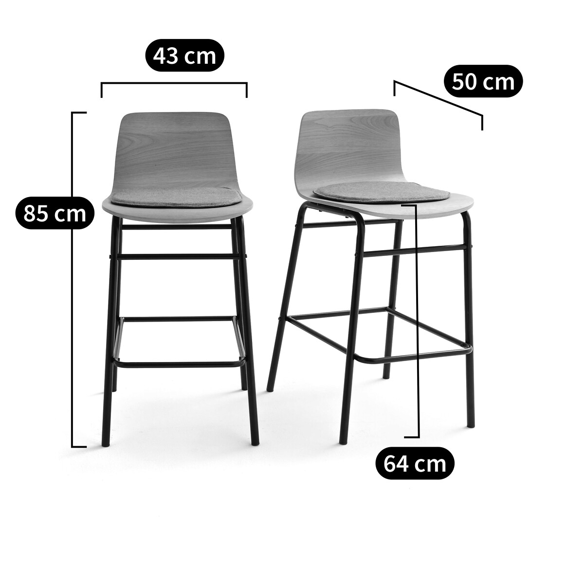 SO'HOME<br>Conjunto de banquetas de bar de altura média, Blutante