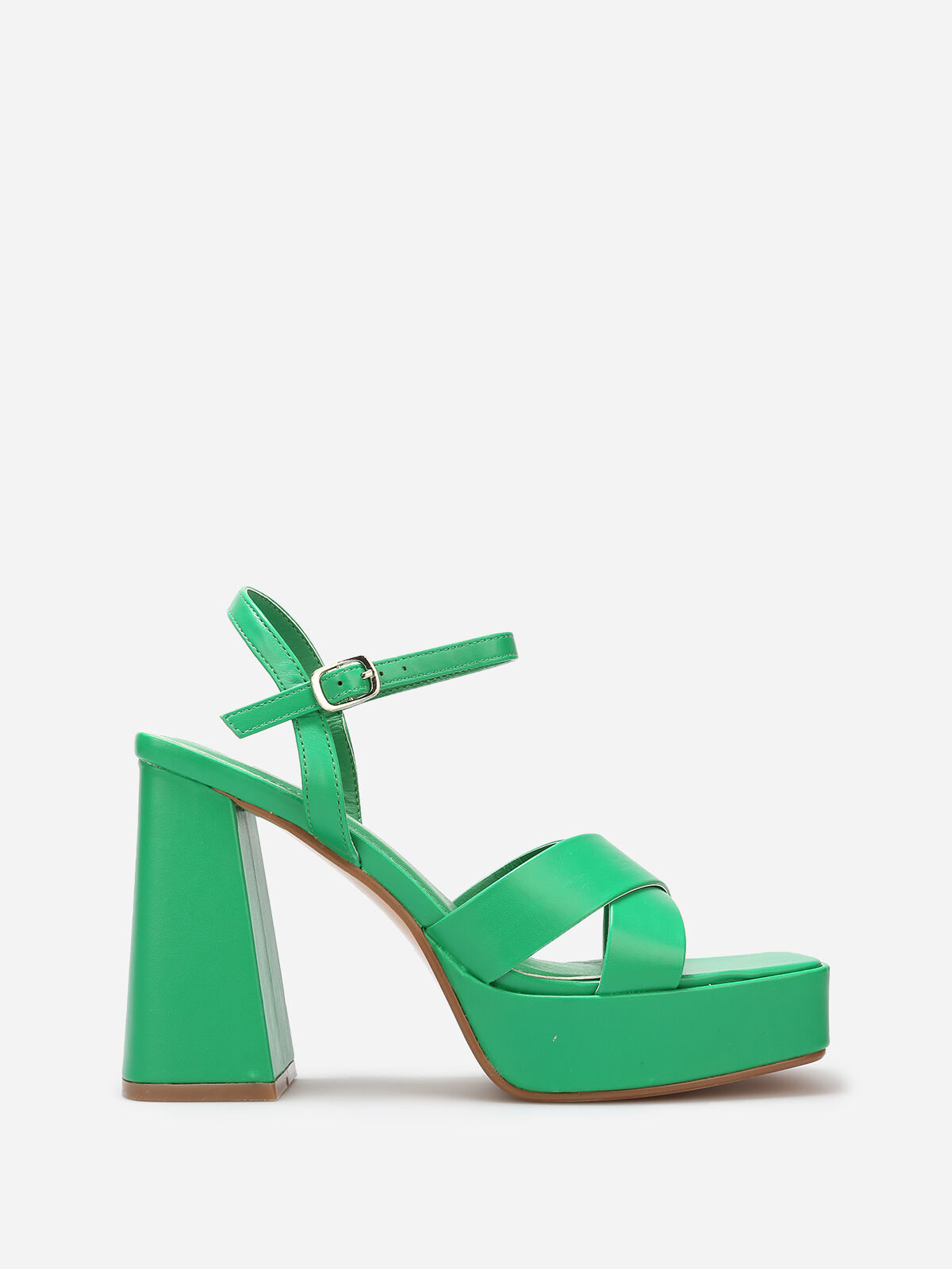 Sandales à plateforme avec brides croisées- Vert