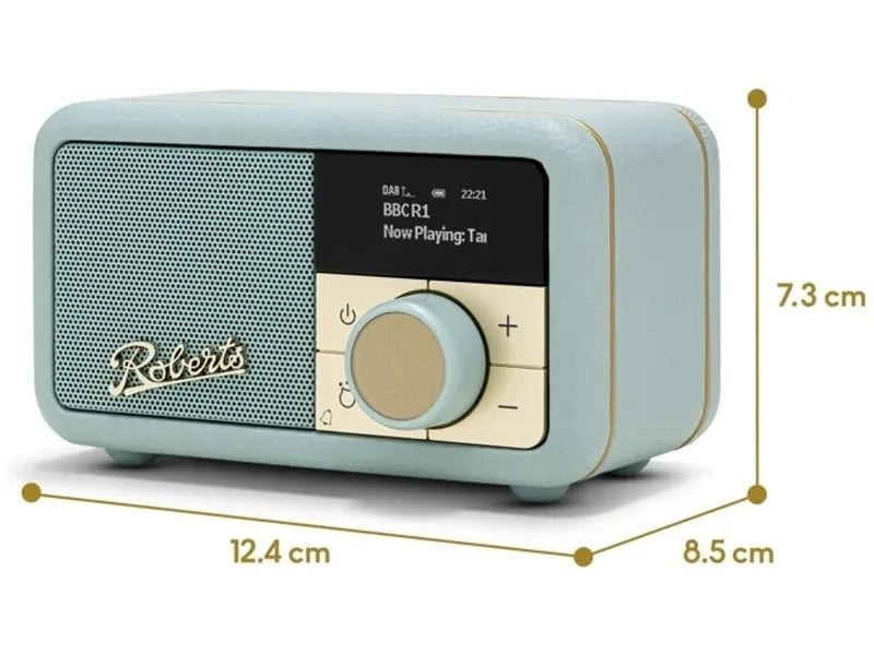 Roberts DAB  Radio Revival Petite 2 Duck Egg Blue UKW- und DAB-Radio mit Bluetooth und Weckfunktion